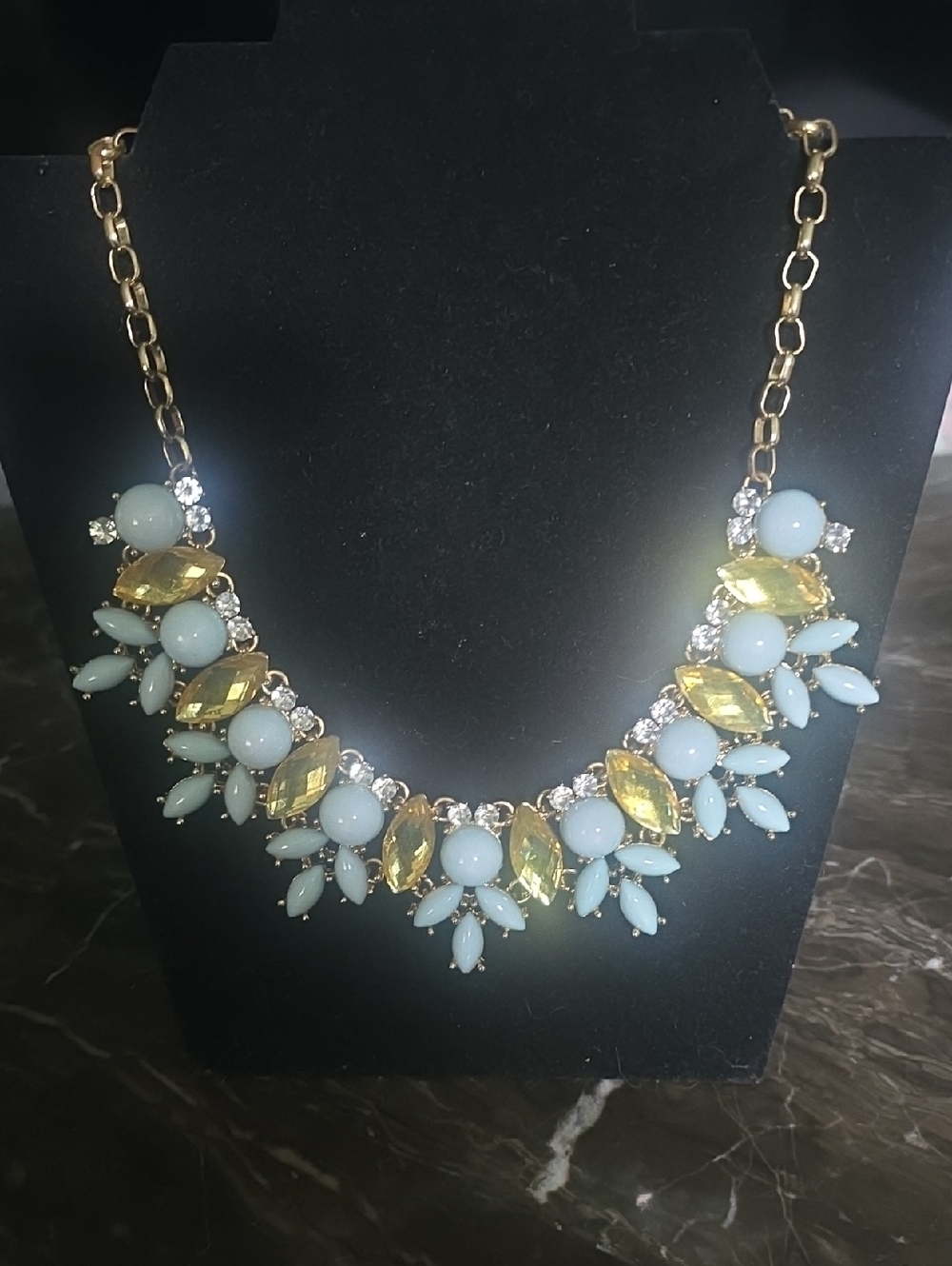 Gold-Tone Blue & Yellow Statement Necklace - Women Jewelry